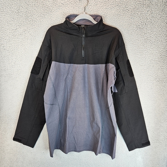 TacVasen Mens Tactical T-Shirt Black & Gray Cotton Body Nylon Sleeves Outdoor - Picture 2 of 14